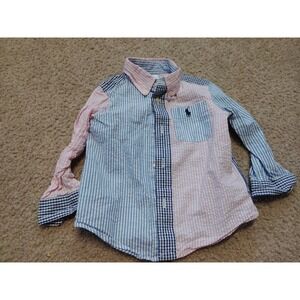 Ralph Lauren Colorful Seer Sucker Shirt Boys Sz 18 Mo